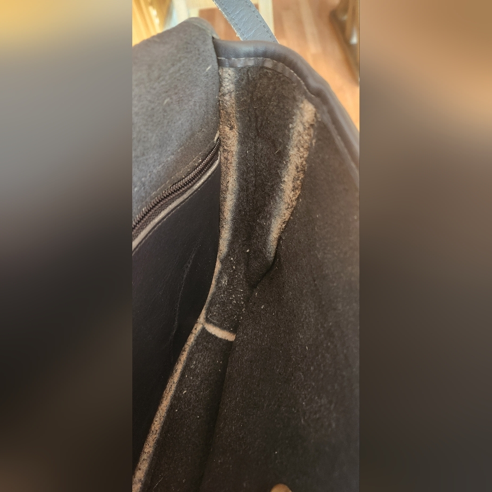 Vintage High Art Leather New York Saddle Bag Blue Grey Crossbody - Picture 13 of 13